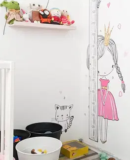 Samolepky na zeď Samolepky do dětského pokoje - Princezna s kočičkou - INSPIO dětský metr
