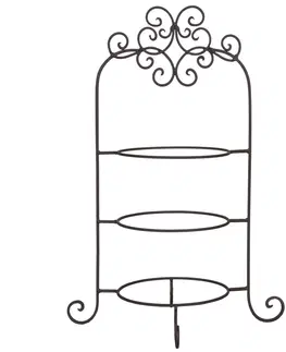 Podnosy a tácy Hnědý kovový ozdobný stojan na talíře třípatrový - 36*28*54 cm Clayre & Eef 6Y1249