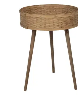 Konferenční stolky Dřevěný odkládací stolek s výpletem - 46*62 cm Clayre & Eef 64724