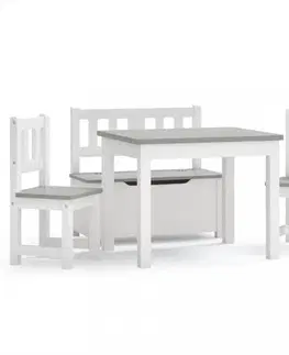 Dětské stoly a židle Dětský set 4 ks Dekorhome Béžová