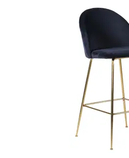 Barové židle Norddan Designová barová židle Kristopher, modrá / mosaz