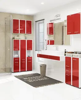 Koupelnový nábytek Ak furniture Koupelnová skříňka Fin 30 cm bílá/červená lesk