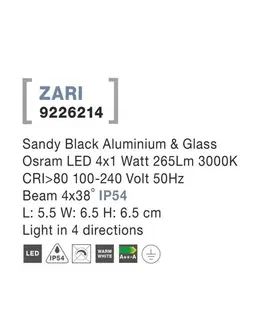LED venkovní nástěnná svítidla NOVA LUCE venkovní nástěnné svítidlo ZARI černý hliník a sklo Osram LED 4x1W 3000K 100-240V 4x38st. IP54 světlo ve čtyřech směrech 9226214