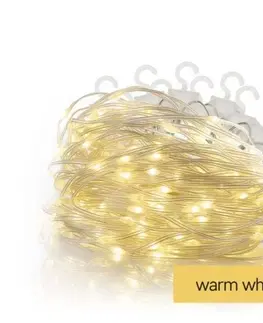 Vánoční řetězy a lamety EMOS LED vánoční řetěz Dropi s programy 1,7 m teplá bílá
