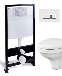 WC sedátka PRIM předstěnový instalační systém s bílým  tlačítkem  20/0042 + WC CERSANIT DELFI + SEDÁTKO PRIM_20/0026 42 DE1