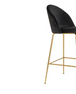 Barové židle Norddan Designová barová židle Kristopher, černá / mosaz