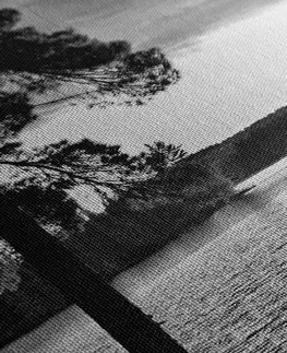 Černobílé obrazy Obraz západ slunce nad jezerem v černobílém provedení
