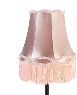 Stolni lampy Klasická stolní lampa černá s odstínem babička růžová 30 cm - Simplo