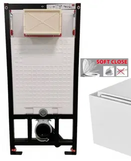 Záchody DEANTE Podomítkový rám, pro závěsné WC mísy bez tlačítka + WC INVENA FLORINA WITH SOFT, včetně soft/close sedátka CST_WC01 X FL1