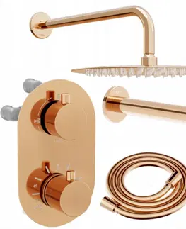 Sprchy a sprchové panely MEXEN/S Kai DR70 podomítkový vanový SET s výtokovou hubicí + slim sprcha 30 cm, růžové zlato 77602DR70301-60