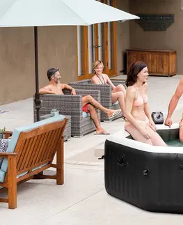 Vířivé bazény DEOKORK Nafukovací vířivka Deluxe Octagon systém slané vody pro 4 osoby (bublinky+masáž+trysky) 800L