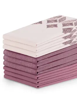 Utěrky AmeliaHome Sada kuchyňských ručníků Letty Stamp - 9 ks fialová, velikost 50x70