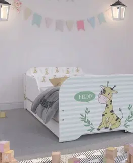 Dětské postele Roztomilá dětská postel 140 x 70 cm se žirafou