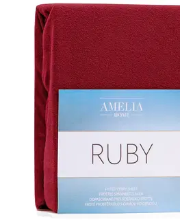 Prostěradla Froté prostěradlo s gumou AmeliaHome Ruby tmavě červené, velikost 120-140x200+30