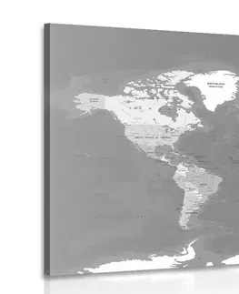 Obrazy mapy Obraz stylová vintage černobílá mapa světa
