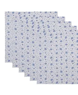 Ubrousky 6ks bavlněný ubrousek s modrými růžičkami Blue Rose Blooming - 40*40 cm Clayre & Eef BRB43
