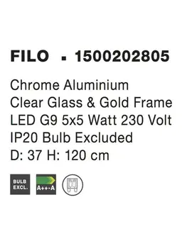 Designová závěsná svítidla Nova Luce Nápadité závěsné svítidlo Filo ve vintage stylu - 1200 mm, chrom, sklo NV 1500202805