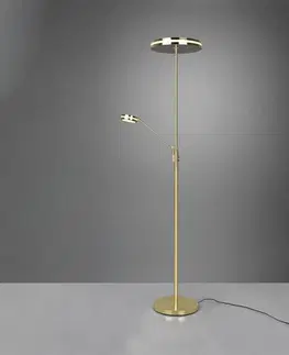 Stojací lampy Trio Lighting LED stojací lampa Franklin, lampa na čtení, mosaz