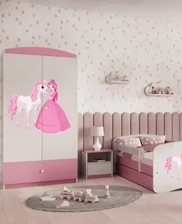 Dětské postýlky Kocot kids Dětská postel Babydreams princezna a poník růžová, varianta 80x160, bez šuplíků, s matrací