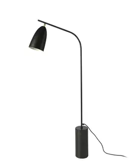 Designové a luxusní stojící lampy Estila Stmívatelná stojící lampa Nero Marquina s polohovatelným stínítkem v provedení mramor ocel černá 147cm