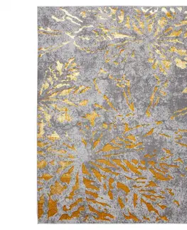 Moderní koberce Exkluzivní moderní šedý koberec se zlatým motivem Šířka: 80 cm | Délka: 150 cm