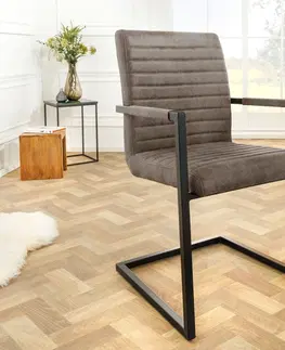 Luxusní jídelní židle Estila Designová šedě černá industriální konzolová jídelní židle Imperial s čalouněním s efektem záměrného zestárnutí 91 cm