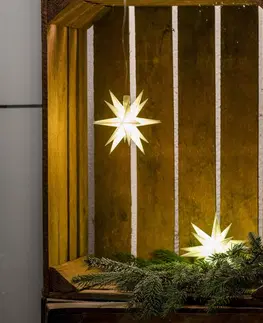 Vánoční světelná hvězda STERNTALER LED hvězda, venkovní, 18cípá, Ø 12 cm baterie bílá