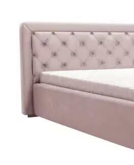 Postele ArtIdz Čalouněná manželská postel DANIELLE s výklopným roštem | růžová 160 x 200 cm