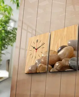 Hodiny Wallity 3 dílné dekorativní nástěnné hodiny Lora hnědé