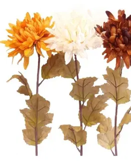 Květiny Umělá podzimní chryzantéma, v. 74 cm, sada 3 ks