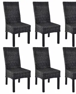 Židle Jídelní židle 6 ks ratan / mangovník Dekorhome Hnědá