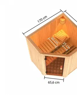 Sauny Interiérová finská sauna 170 x 151 cm Dekorhome