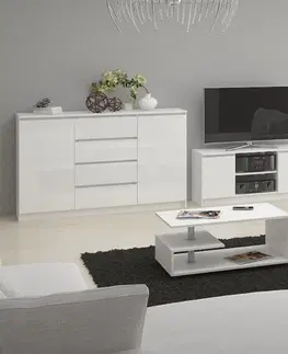 Komody Ak furniture Komoda Tove K 160,4 cm bílá lesklá