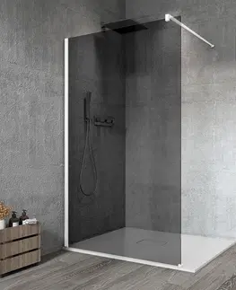 Sprchové zástěny GELCO VARIO WHITE jednodílná sprchová zástěna k instalaci ke stěně, kouřové sklo, 800  GX1380GX1015