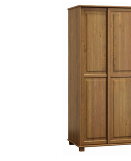 Šatní skříně Skříň šatní 2D BHAGIRA 6, šíře 90 cm, masiv borovice, moření: dub
