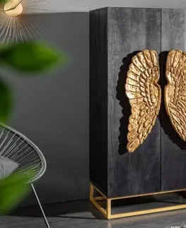 Stylové designové skříně Estila Art-deco šatní skříň Seraphic s andělskými křídly z masivního dřeva 140cm