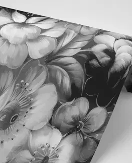 Černobílé tapety Tapeta květiny v černobílém provedení