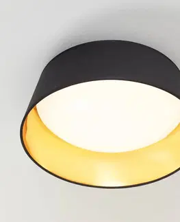 Stropní svítidla Reality Leuchten Černozlaté textilní stropní světlo Ponts s LED