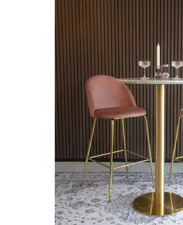 Barové stolky Norddan Designový kulatý barový stůl Kane 70 cm imitace mramoru / mosaz