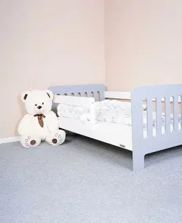 Dětské postýlky, cestovní postýlky New Baby Dětská postel se zábranou Erik bílá-šedá, 160 x 80 cm