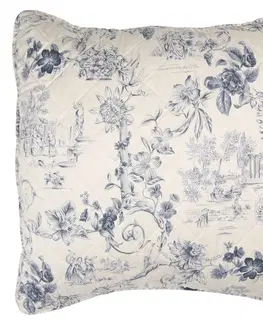 Dekorační polštáře Béžový povlak na polštář s modrými květy Blow - 50*50 cm Clayre & Eef Q191.030