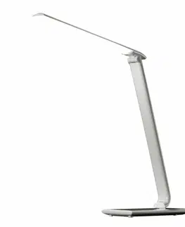 Stolní lampy do kanceláře Solight LED stolní lampička stmívatelná, 12W, volba teploty světla, USB, bílý lesk WO37-W