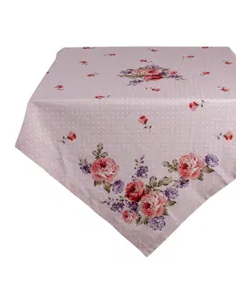 Ubrusy Růžový bavlněný ubrus na stůl s růžemi Dotty Rose - 130*180 cm Clayre & Eef DTR03