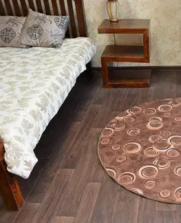 Koberce a koberečky Dywany Lusczow Kulatý koberec DROPS Bubbles hnědý, velikost kruh 100