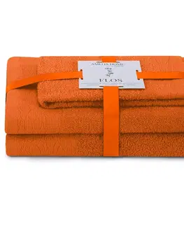 Ručníky AmeliaHome Sada 3 ks ručníků FLOSS klasický styl oranžová, velikost 50x90+70x130