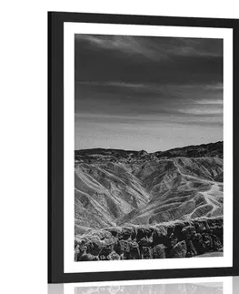 Černobílé Plakát s paspartou Národní park Death Valley v černobílém provedení