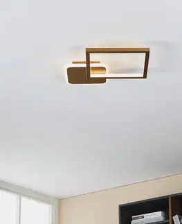 Stropní svítidla EGLO LED stropní svítidlo Gafares s dálkovým ovládáním hranaté zlaté barvy