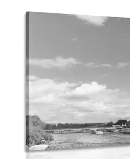 Černobílé obrazy Obraz nádherní panorama Paříže v černobílém provedení