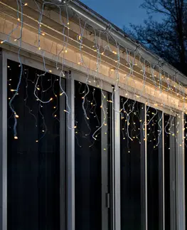 Vánoční světelné závěsy Konstsmide Christmas LED světelná clona ledový déšť jantarově bílá 5m