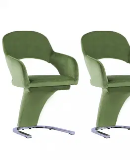 Židle Jídelní židle 2 ks samet / chrom Dekorhome Modrá